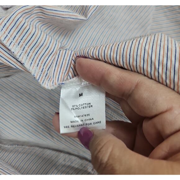 Romeo + Juliet Couture Bell Sleeve Striped Blouse Womens Medium Boho Peplum Top - Picture 3 of 9